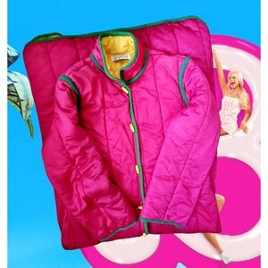 Vintage Totally  Barbie Pink Saybury Bold Puffy‎ Robe Size Small
